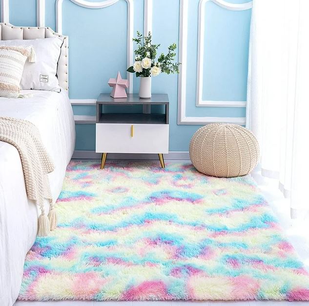 Fashion Soft Fluffy Carpet 5x8 Non-slip Floor Mat Easy To Wash