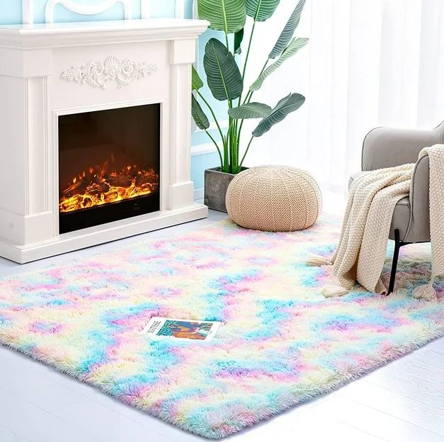 Fashion Soft Fluffy Carpet 5x8 Non-slip Floor Mat Easy To Wash